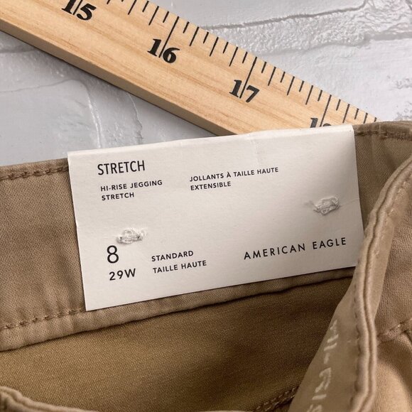 American Eagle‎ Jeans Women 8R 29W Light Brown High Rise Jegging Stretch Skinny - Picture 7 of 13